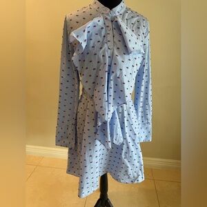 BCBGMaxAzria Light Blue and Red Patterned Dress